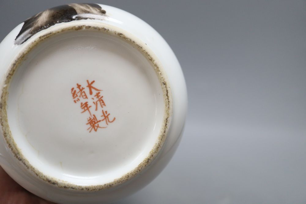 A Chinese vase, a cloisonne dragon vase and a hardstone carving, tallest 31cm